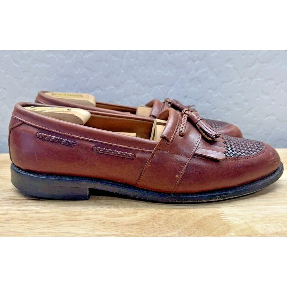 Mens‎ Allen Edmonds Cody Brown Leather Tassel Loafers Shoes Size 9.5 D